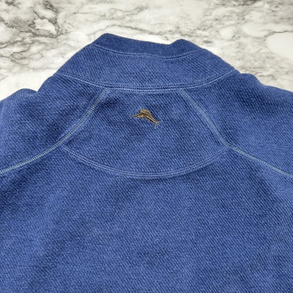 Tommy Bahama Men's Sweater L Blue Brown Long Sleeve 1/4 Zip Pullover Reversible - Picture 5 of 10